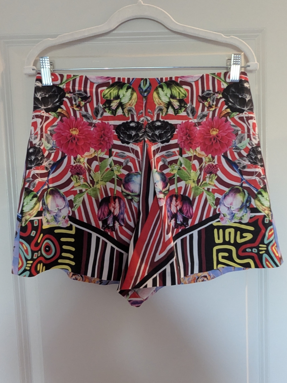 Clover Canyon Red Floral & Graphic Print Skort